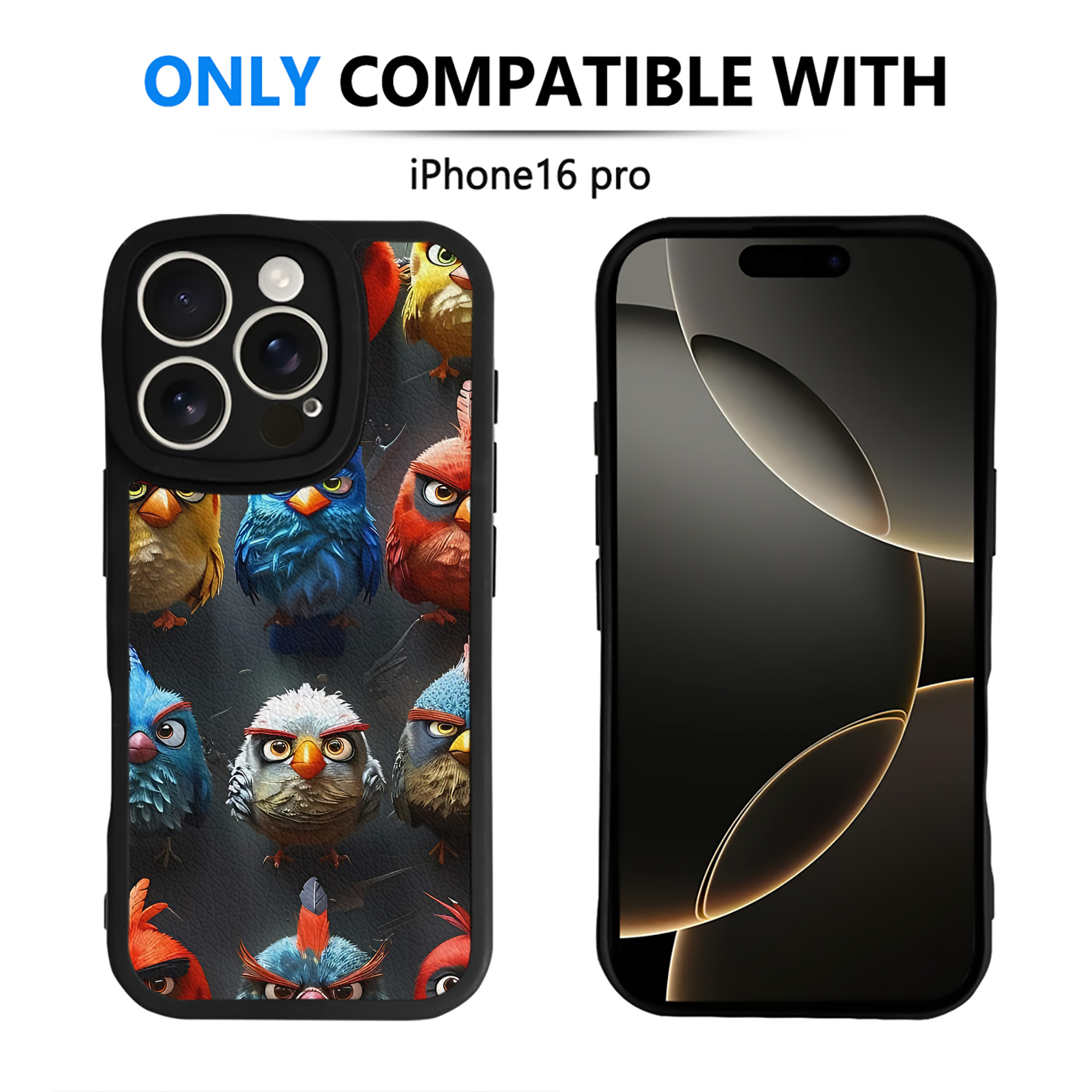 （画像用） Angry Birds アングリーバード 【iPhone 16シリーズ対応】シリコンスマホケース（レザー調） 材質：シリコン
